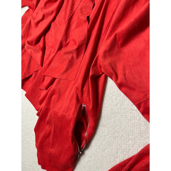 Bagatelle Womens Chic Asymmetric Preppy Suede Open Cardigan Coral Pink Orange LP - Picture 5 of 10